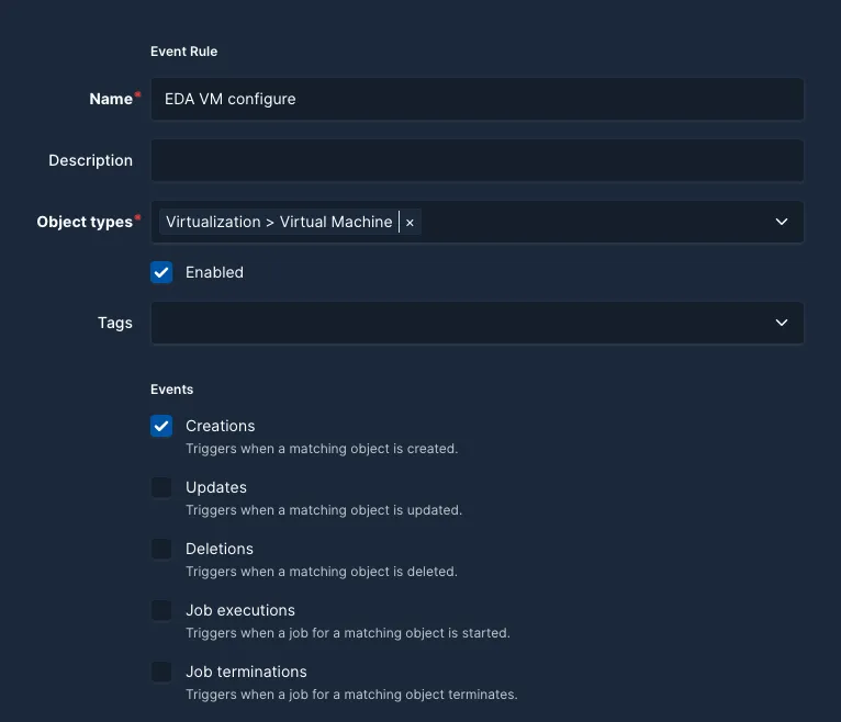 Netbox event rule config