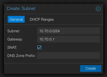 Subnet create dialog