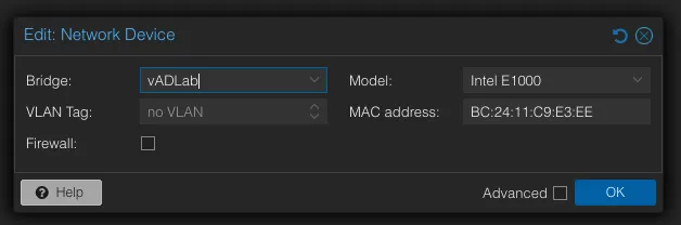 VM edit dialog
